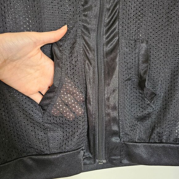 B Split Black Mesh Zip Up Bomber Jacket - Women's M - Athletic, Sheer, Sport - Picture 4 of 9
